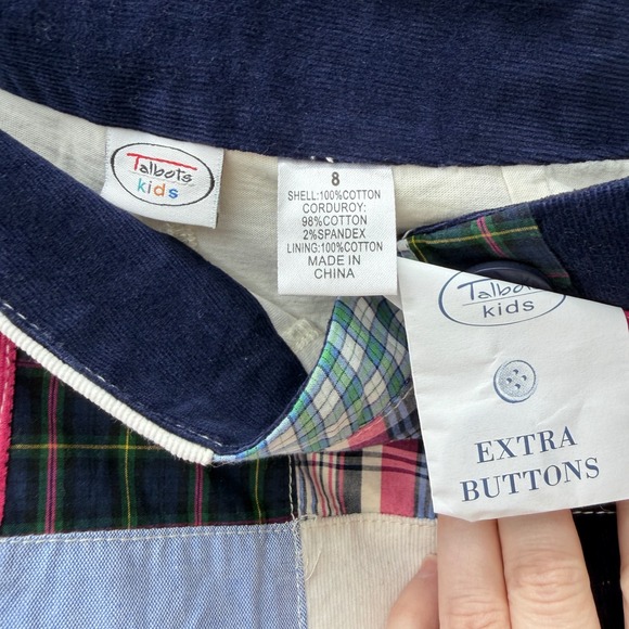 NWT Talbots kids patchwork plaid corduroy pink navy skirt skort girls 8‎ - Picture 6 of 7